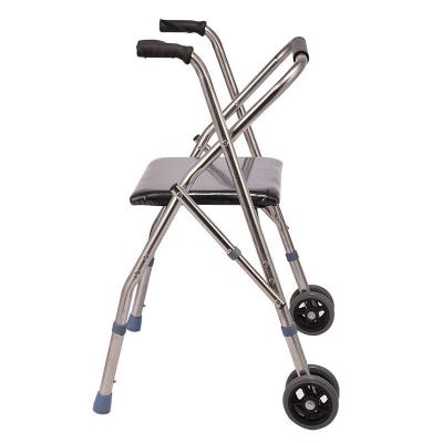 China Hot Selling Stainless Steel Thickening And Reinforcement Folding Walking Aids With 3 Wheel for sale