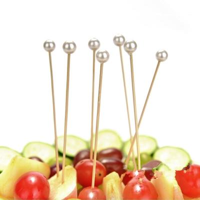 China Hot Selling Disposable Round Colored Bead Stick Bamboo Decoration Bead Slant Pick Heat Resistant In China for sale