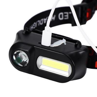 China Multifunctional Camping USB Rechargeable High Power LED Headlight with Spot Light and COB Light for Night Running, Climbing, Running, Camping for sale