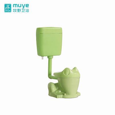 China Double-flow Washdown Lavatories Two-Piece Ceramic Frog Shape Kids Green Color Western Style WC Toilet for sale