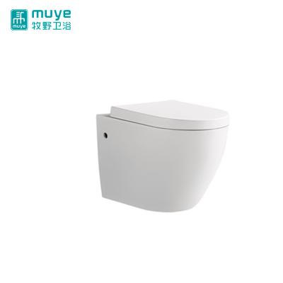 China Wholesale Ceramic Hidden Wall Hung Toilet Bathroom Round Shape Washdown European Tank Design for sale