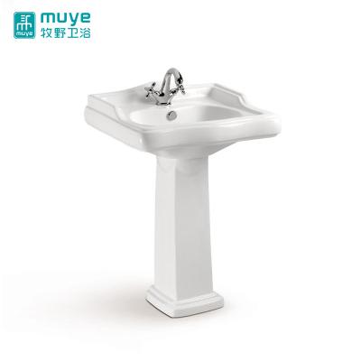 China Novelty Decorative Ceramic Hand Design Eco-friendly European Wash Sink Full Pedestal Art Basin for sale