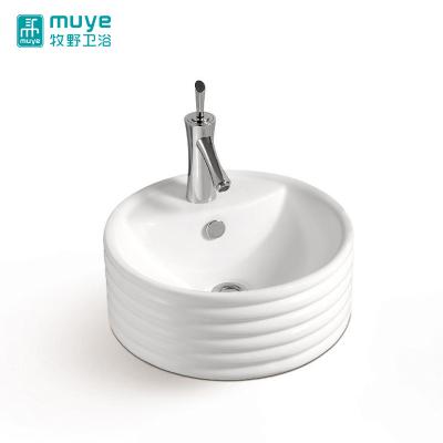 China Eco-friendly Wash Basin Countertop Bathroom Ceramic Sink Art Round Circular Wash Basin for sale