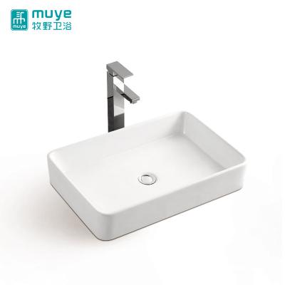 China Eco-Friendly Rectangular Shape Bathroom Sink Easy Clean Porcelain Art Wash Basin for sale