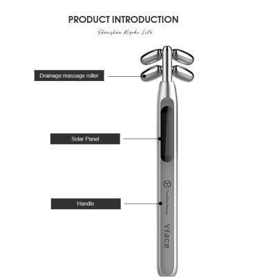 China Face Lift Solar Energy Beauty Bar V-Face Tightening Massager Anti Aging Facial Roller Face Roller for sale