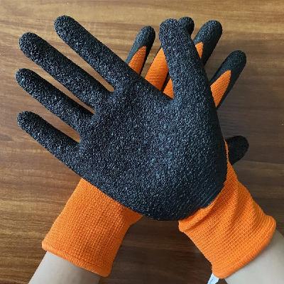 China Het gebreide Nylon Latex van Polyester Werkende die Handschoenen voor Bouw met een laag wordt bedekt Te koop