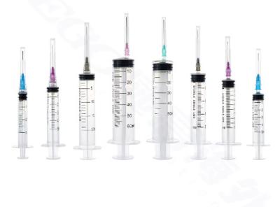 China 1 ml 3 ml 5 ml 10 ml 20 ml 60 ml wegwerpplastic Luer Lock-spuitjes met naald Te koop