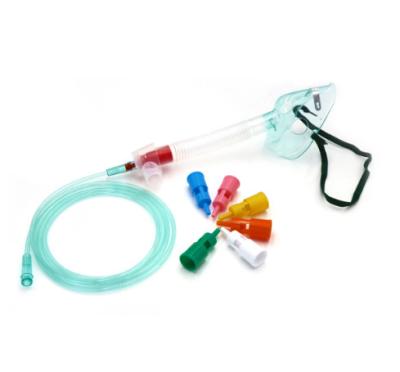 China Oxygen Adjustable Venturi Mask With 6PCS Colored Venturi Connectors For Adult Te koop