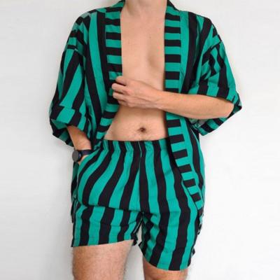 China Antibacterial Europe and the United States fashion men's short sleeve shirt shorts beach leisure suit manHousehold suit for sale