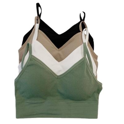 China Free Sample Sweat-Wicking sexy comfortable ladies sports top yoga fitness female halter crop sports backless feeling soft stretchy bra for sale