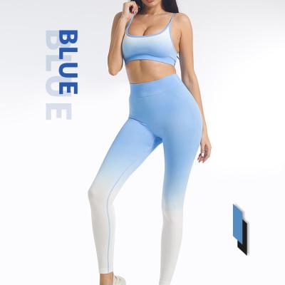 China Custom Logo Recyclable Nylon Tracksuit Gym Anti-UV Set Women Workout Sets Sustainable Activewear Yoga Suit for sale