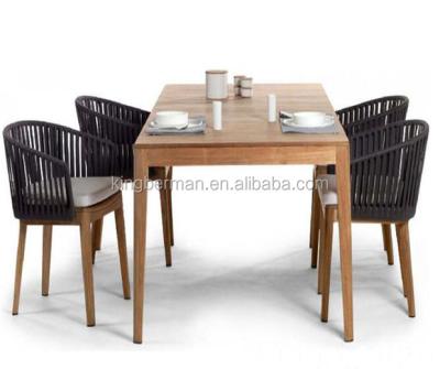 China 2016 Modern New Design Dining Solid Wood Table Set With Rattan Chiars Dining Table Designs In Wood Table for sale