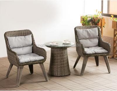 China New Modern Design Balcony Rattan Table And Chairs Cafe Sets Garden Rattan Furniture for sale