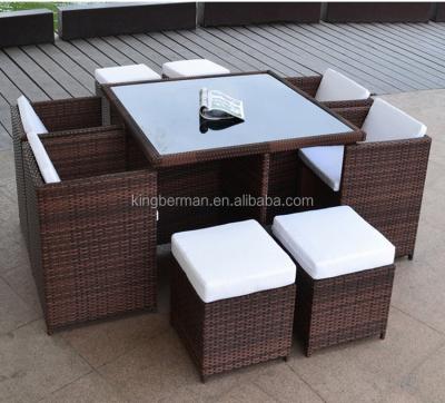 China Foshan Modern Outdoor Furniture Space Saving Dining Set Outdoor Rattan Dining Set Restaurant Tables And Chairs for sale