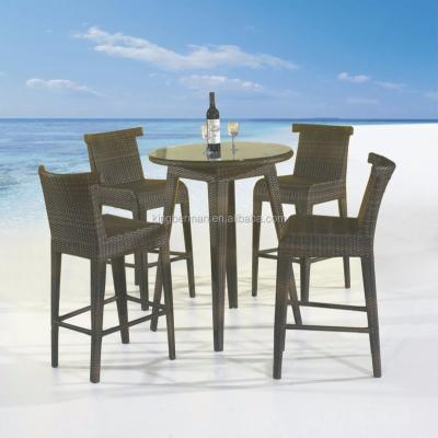 China Outdoor Patio Bar Table Bar Stools Wicker Modern Rattan Wicker And Chair Set Rattan Chair Set for sale