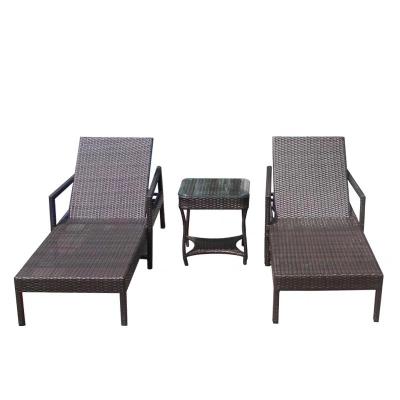 China Modern Leisure Patio Furniture Set Rattan Lounge Chairs Wicker Beach Chairs for sale