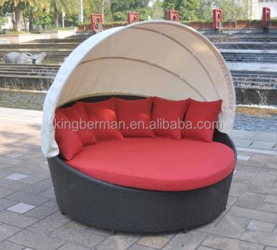 China Modern Outdoor Furniture Large Round Folding Bed With Ceiling Beach Bed Sun Lounge for sale