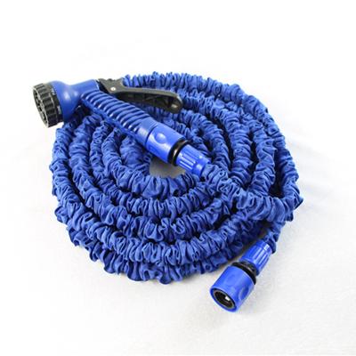 China 75FT Blue Adjustable Clear Flat Expandable Fabric PVC Garden Hose Magic Hose With Garden Hose Holder for sale