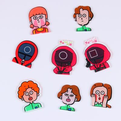 China Peripheral Cartoon Pin For Clothing Bag Accessories Korea Squid Game Acrylic Red Man Pin Badge Korea TV Series Hot Squid Game for sale