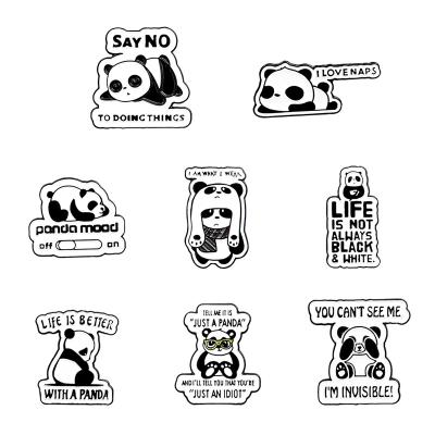 China Snooze Panda Rolling Enamel Pin Custom Panda Quote Brooches American I Love Badge for sale