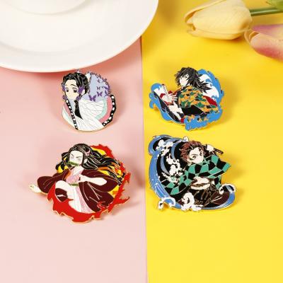 China Europe Demon Slayer Brooch Anime Badge Soft Enamel Pin Cartoon Pin and Hard Enamel Pin for Clothes for sale