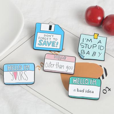 China Europe Lovely Paper Design Korean Cute Design Paper Stick Brooch Pin Alloy Enamel Pin For Shirt for sale