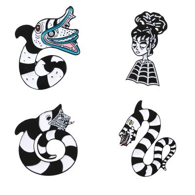 China Beetlejuice Europe Enamel Pin Lydia Deetz SandWorm Pin Badge Brooch Lapel Pin For Denim Jean Shirt Bag Horror Movie Jewelry Gift For Friend for sale