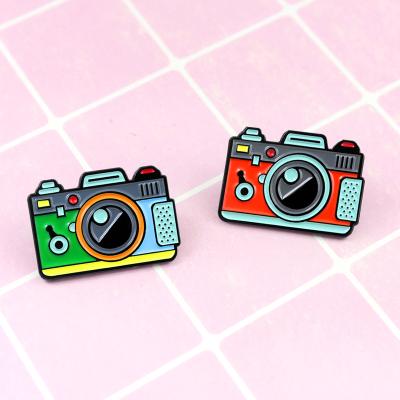 China Cute Fashion Cartoon Milk Airplane Ticket Europe Metal New Camera Castle Enamel Pin Jewelry Brooches Pin For Women for sale