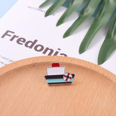 China American Creative Cartoon Small Boat Shape Painting Alloy Badge Accessories Brooch Enamel Pin for sale