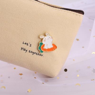 China American Cute Animal Creative Cartoon Badge Shape Rabbit Radish Accessories Brooch Pin White Enamel Pin Jewelry for sale