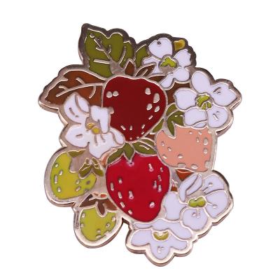 China American Strawberry Pin Fruit Brooches Fashion Cartoon Badge Cute Cartoon Fruits Enamel Pins For Clothes for sale