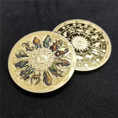 China Europe Custom Antiquity Coins Sun Moon Designs Commemorative Card Western Constellation Tarot Coin For Gifts for sale