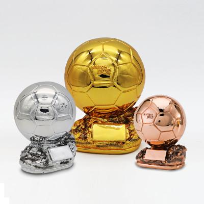 China Europe Manufacturer Direct Supply Ball Resin Football Awards Gold Trophy Engraving Customized Gold Plated Ball Gold Trophies for sale