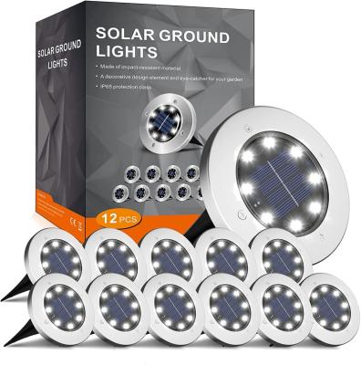 China Garden 12 Packs 8 LED Solar Lamp Waterproof In-ground Outdoor Landscape Lighting For Patio, Solar Ground Lights for sale