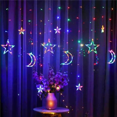 China IP65 Waterproof Outdoor Decorative Garden Moon and Star LED String 138 LED Light 3.5 Meters for Outdoor Party Festival for sale