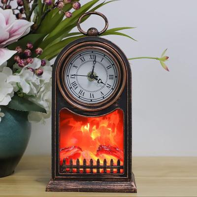 China Hot Selling Mid Century Fireplace Lantern, Decorative Lanterns for Indoors with USB Clock and Battery Operated Tabletop Fireplace, Selling Best for sale