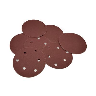 China 100mm Round Aluminum Oxide Sander Polishing Red Brown Sandpaper For Car Polishing With 0/6/8 Holes Sanding Paper Disc for sale