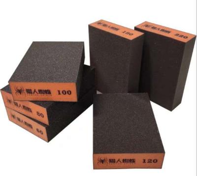 China Hunter Spider 100*70*25mm Sponge Sandpaper 60#-220# Aluminum Oxide Sponge Polishing Sandpaper for sale