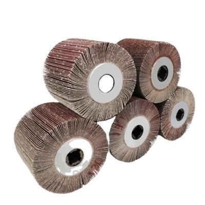 China Metal Wire Drawing Fin Wheel 120*100*19mm Emery Cloth Drawing Wheel Alumina Sandcloth Fin Sanding Polishing Wheel for sale