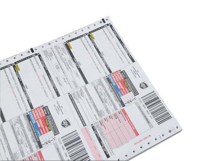 China High quality multi-ply full color multi-ply carbonless paper printing self-adhesive express receipt with barcode express receipt for sale