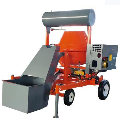 China FD model 500L self loading concrete mixer machine 4 wheels diesel cement with hydraulic hopper for sale