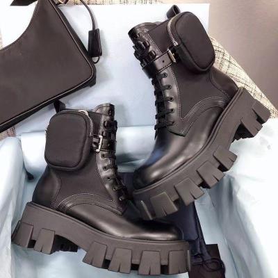 China New Purse Pocket Sweat-absorbent Home Ankle Boots With Thick Soled High Wind Leather British Gear Sole Ankle Boots for sale