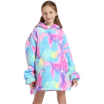 China Rainbow PORTABLE PORTABLE Dreamy Oversized Hoodie Wearable Hooded Cover Up Sweatshirt for sale