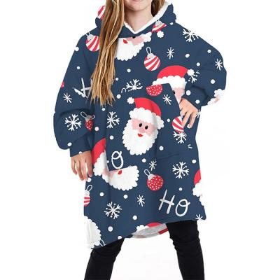 China Christmas PORTABLE Polyester Fleece Blanket Sweater Blanket Thick Hoodie for sale