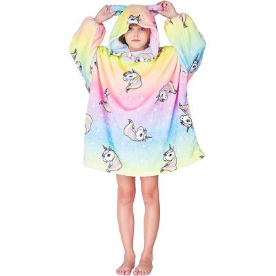 China PORTABLE Oversized Unicorn Good Hoodie Blanket Fleece Sweater Blankets for Rainbow for sale