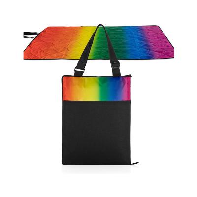 China Wholesale New Outdoor Waterproof Foldable Rainbow Large Picnic Blankets for sale