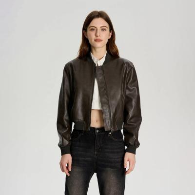 China Windproof Pocket Faux Leather Jacket for sale