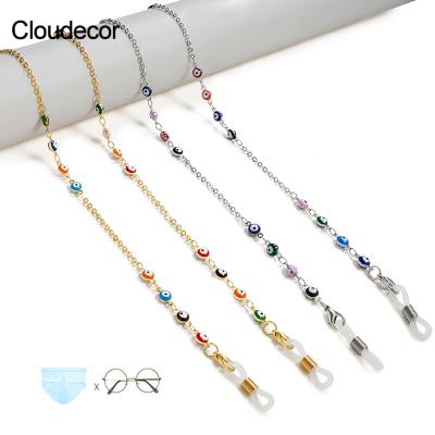 China Fashoin Fashion Eyeglasses Lanyard Sunglasses Holder Eyeglasses Necklace EvilEye FaceMask Gold Reading Glass Blue Chain Chain for sale