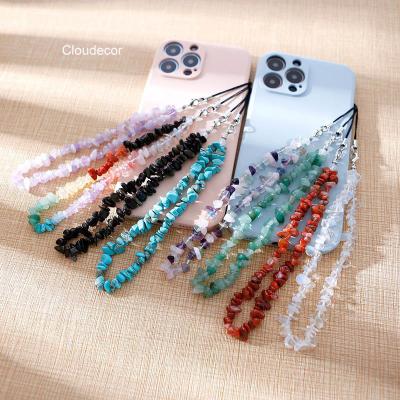 China Handmade Universal Straps For Phone Fashion Mobile Phone Charm Chain Wrist Strap For Girls Stone Phone Strap With Beads for sale