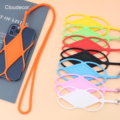 China Simple Elastic Silicone Phone Strap Lanyard Holder Case Cover Phone Strap Universal Neck Strap For Smart Cellphone for sale